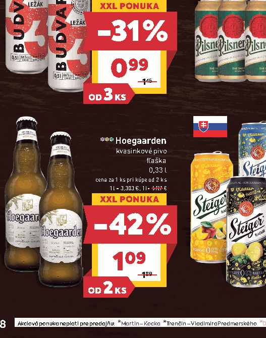 Hoegaarden kvasinkové pivo fľaška