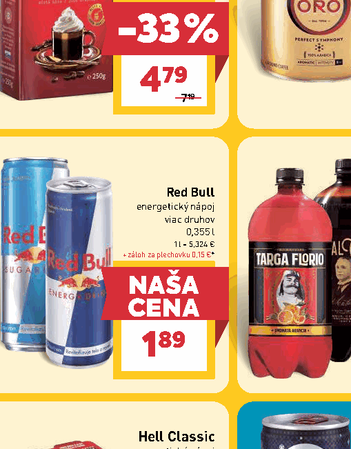 Red Bull energetický nápoj viac druhov