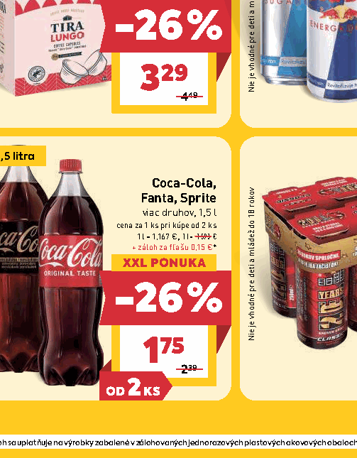 Fanta, Sprite viac druhov, 1,5 l