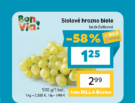 Stolové hrozno biele bezkôstkové