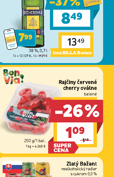 Rajčiny červené cherry oválne balené
