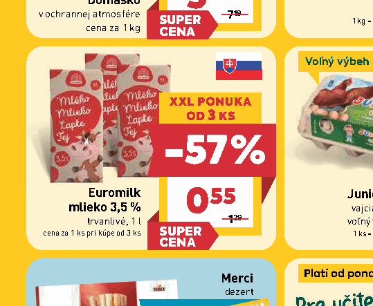 Euromilk mlieko 3,5 % trvanlivé, 1 l