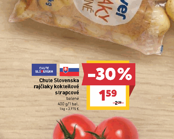 Chute Slovenska rajčiaky kokteilové strapcové balené