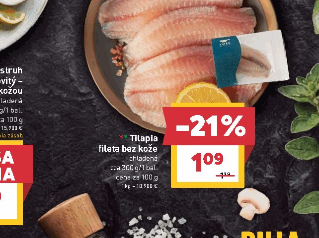 Tilapia fileta bez kože chladená cca 300 g/1 bal.