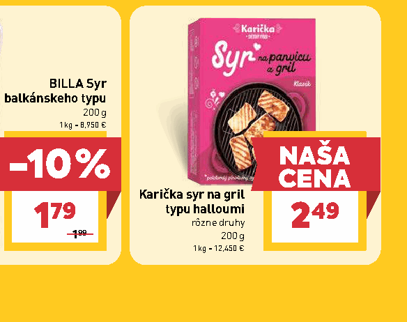 Karička syr na gril typu halloumi rôzne druhy