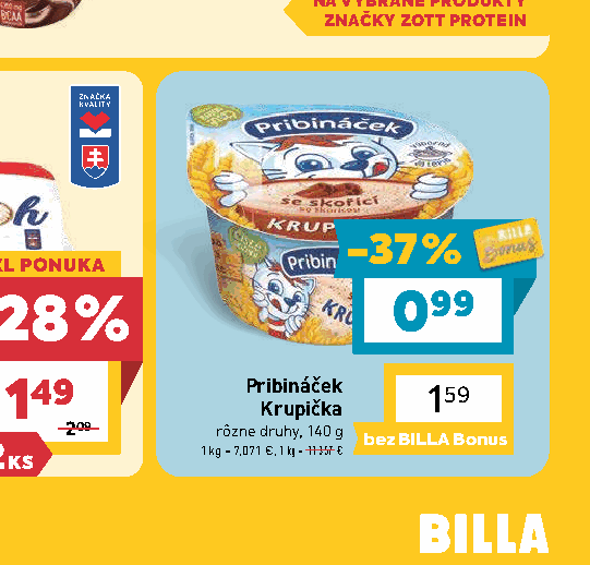 Pribináček Krupička rôzne druhy, 140 g
