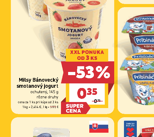 Milsy Bánovecký smotanový jogurt ochutený, 145 g rôzne druhy