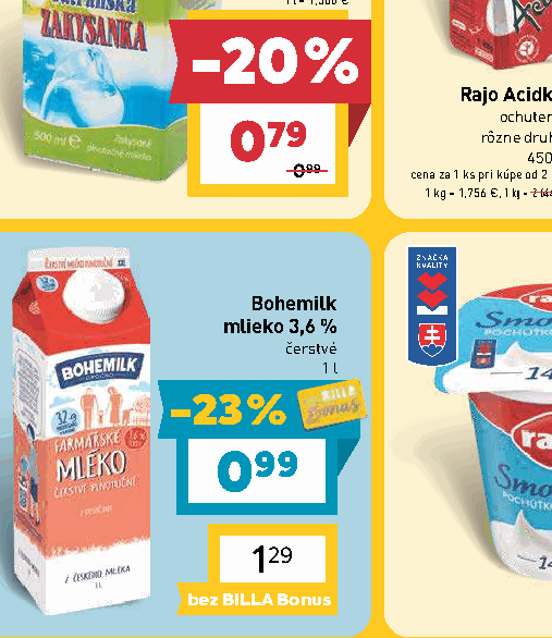 Bohemilk mlieko 3,6 % čerstvé