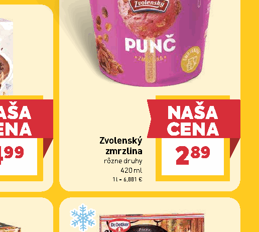 Zvolenský zmrzlina rôzne druhy