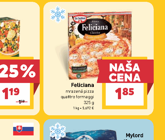 Feliciana mrazená pizza quattro formaggi