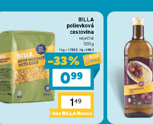 BILLA polievková cestovina vaječná