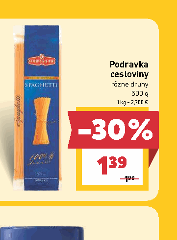 Podravka cestoviny rôzne druhy