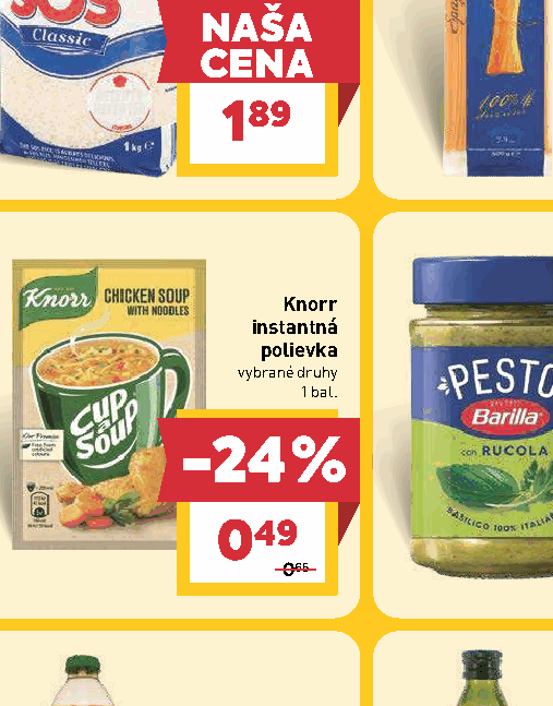 Knorr instantná polievka vybrané druhy