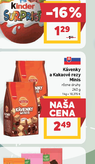 Kávenky a Kakaové rezy Minis rôzne druhy