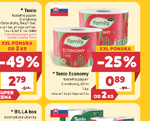 Tento Economy toaletný papier 2-vrstvový, 60 m