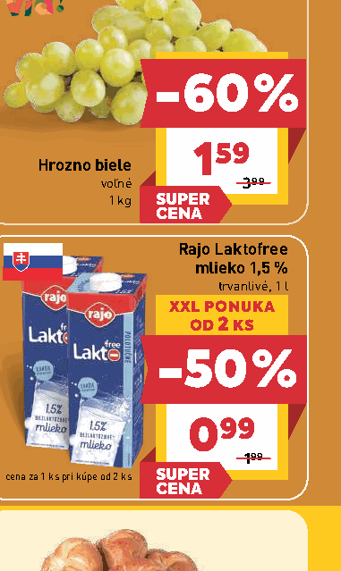 Rajo Laktofree mlieko 1,5 % trvanlivé, 1 l