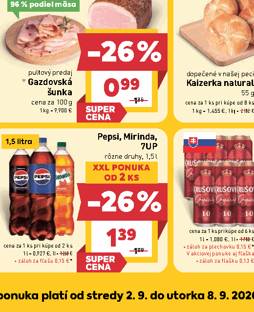 Pepsi, Mirinda, 7UP rôzne druhy, 1,5 l