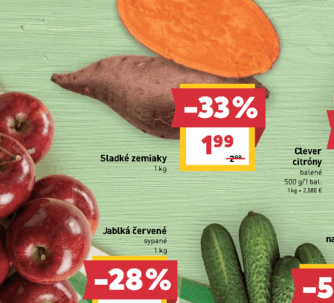 Sladké zemiaky Jablká červené sypané
