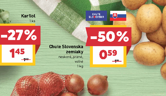 Chute Slovenska zemiaky neskoré, prané, voľné