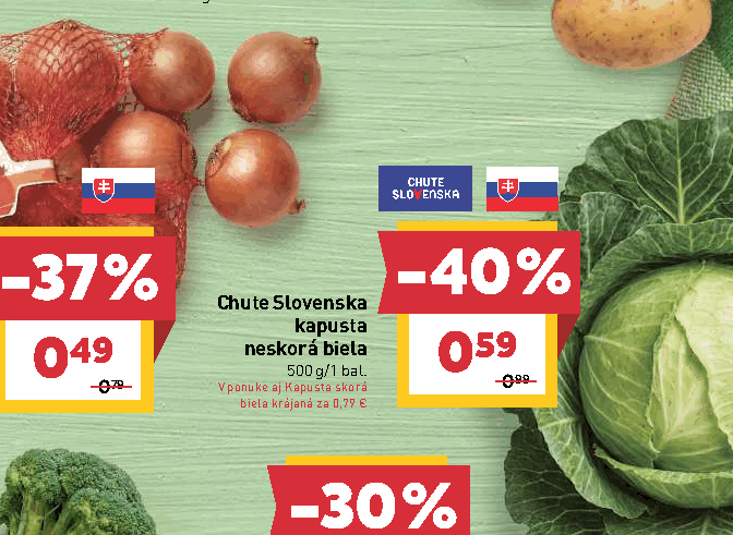 Chute Slovenska kapusta neskorá biela V ponuke aj Kapusta skorá biela krájaná za 0,79 €