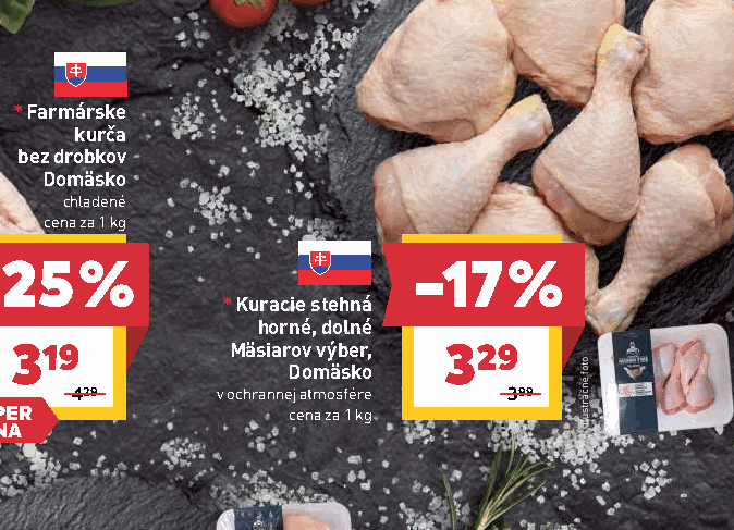 Kuracie stehná horné, dolné Mäsiarov výber, Domäsko v ochrannej atmosfére