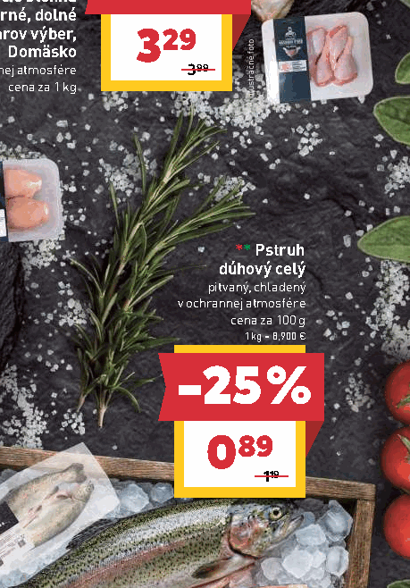 Pstruh dúhový celý pitvaný, chladený v ochrannej atmosfére