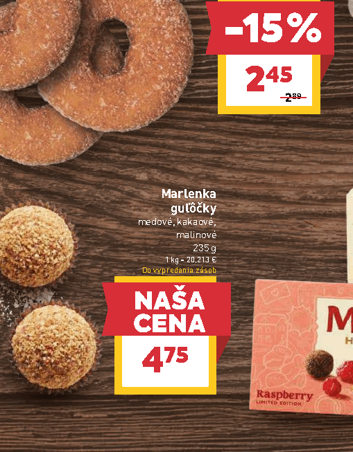 Marlenka guľôčky medové, kakaové, malinové