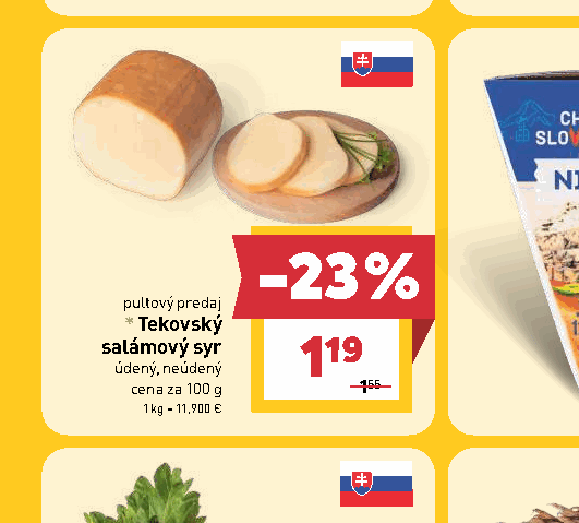 Tekovský salámový syr údený, neúdený