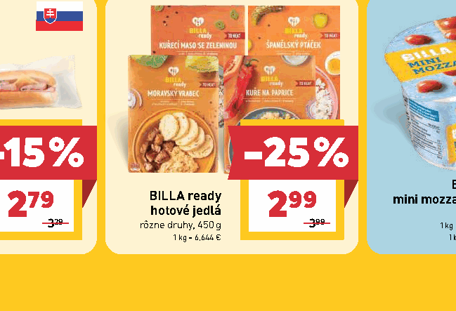 BILLA ready hotové jedlá rôzne druhy, 450 g