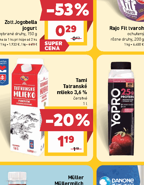 Tami Tatranské mlieko 3,6 % čerstvé