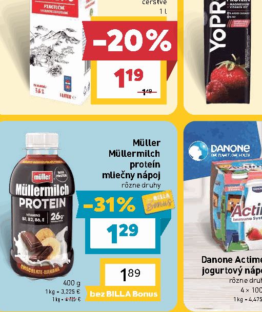 Müller Müllermilch proteín mliečny nápoj rôzne druhy