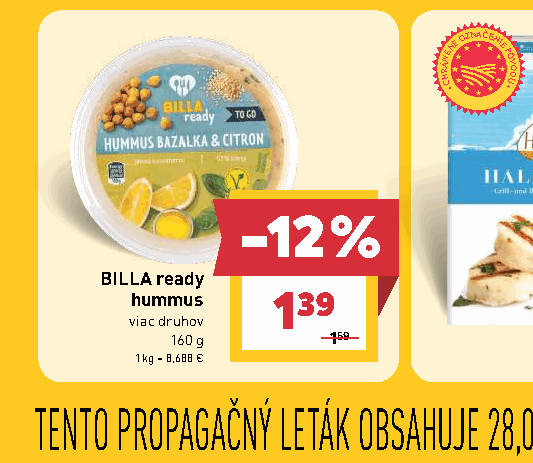 BILLA ready hummus viac druhov