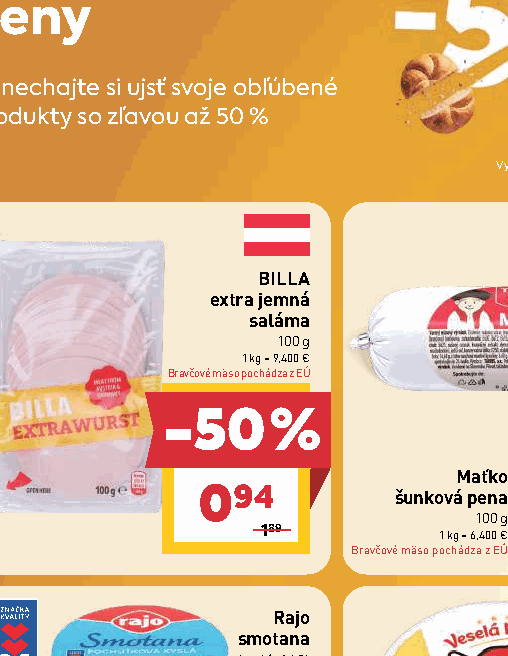 BILLA extra jemná saláma