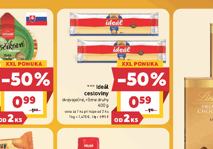 Ideál cestoviny dvojvaječné, rôzne druhy