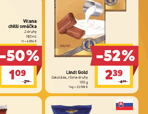 Lindt Gold čokoláda, rôzne druhy