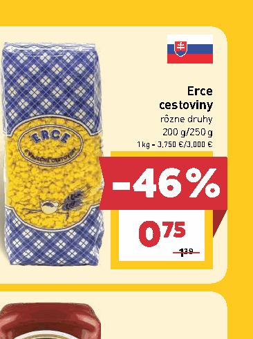 Erce cestoviny rôzne druhy
