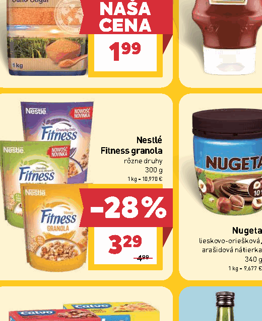 Nestlé Fitness granola rôzne druhy