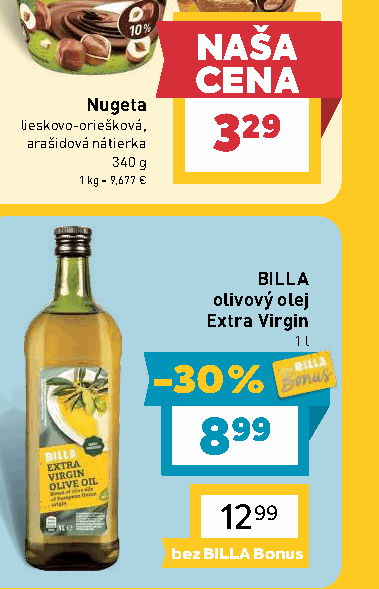 BILLA olivový olej Extra Virgin