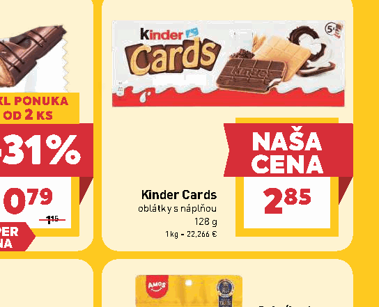 Kinder Cards oblátky s náplňou