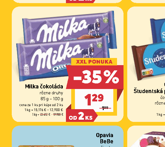 Milka čokoláda rôzne druhy