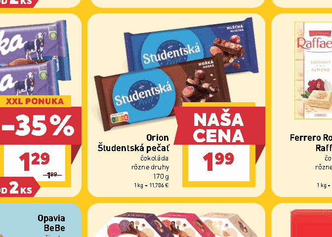 Orion Študentská pečať čokoláda rôzne druhy