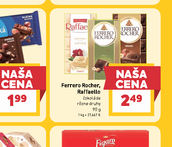 Ferrero Rocher, Raffaello čokoláda rôzne druhy