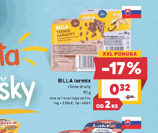 BILLA termix rôzne druhy