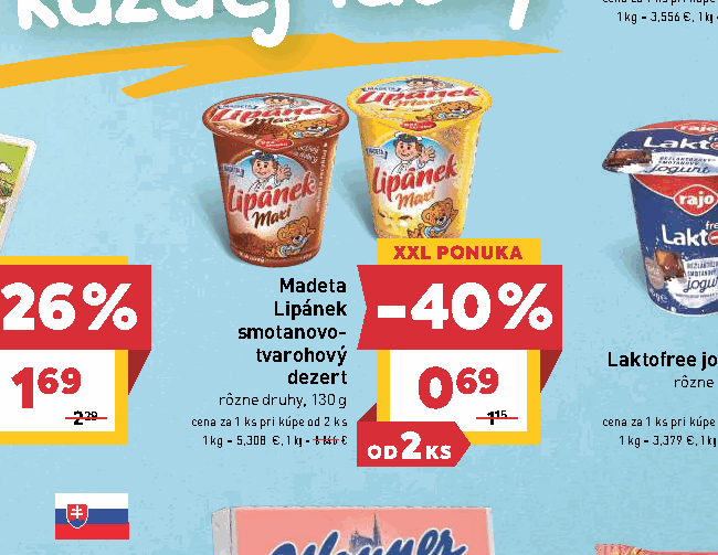 Lipánek smotanovo- tvarohový dezert rôzne druhy, 130 g