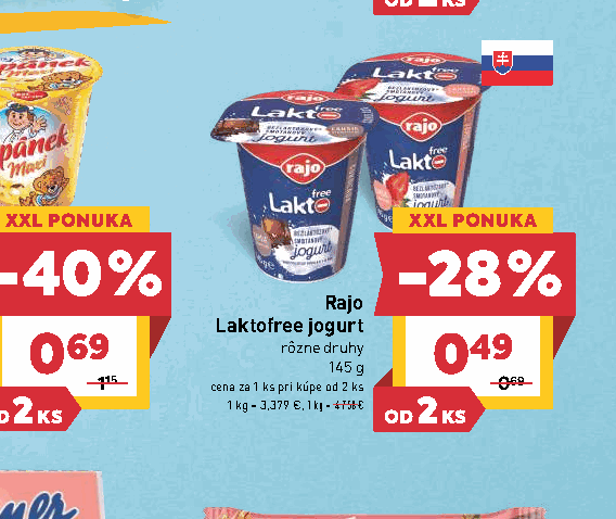 Rajo Laktofree jogurt rôzne druhy