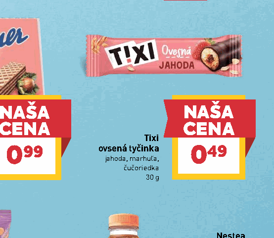 Tixi ovsená tyčinka jahoda, marhuľa, čučoriedka