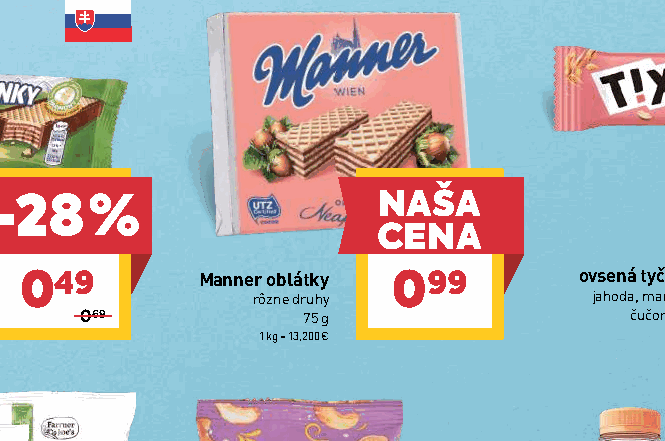 Manner oblátky rôzne druhy