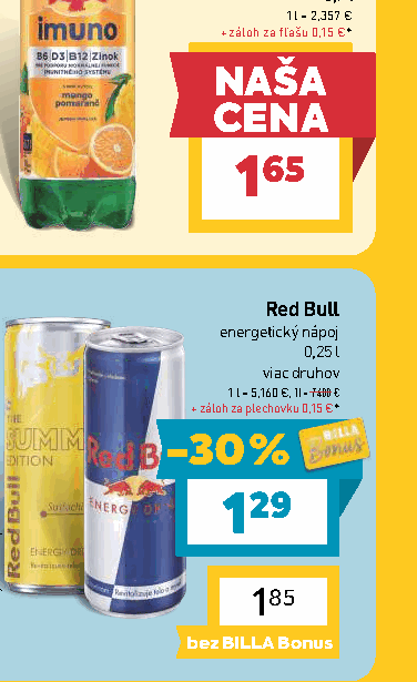 Red Bull energetický nápoj viac druhov