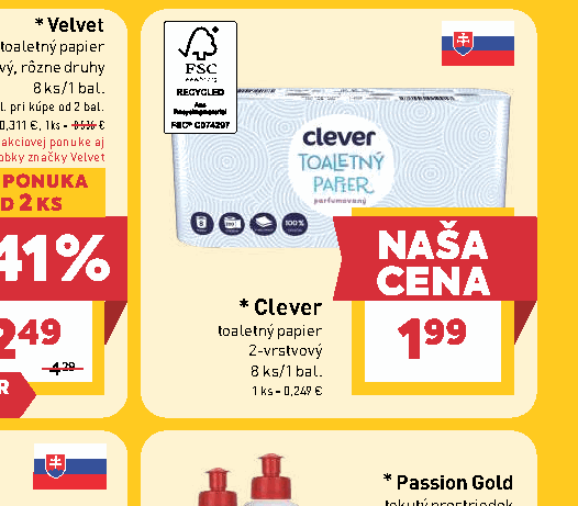 Clever toaletný papier 2-vrstvový