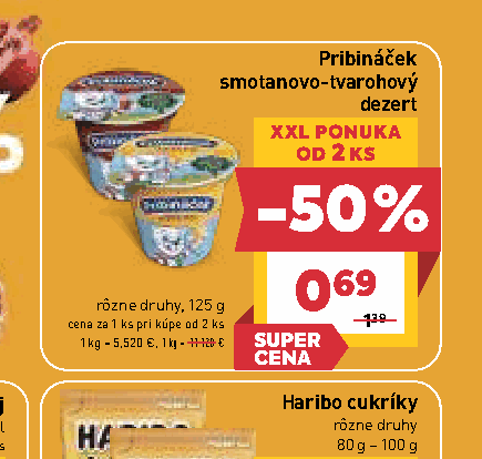 Pribináček smotanovo-tvarohový dezert